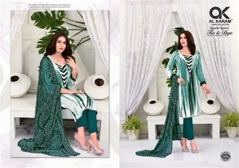 Random Al Karam Lawn Karachi Style Printed Cotton Dress Material