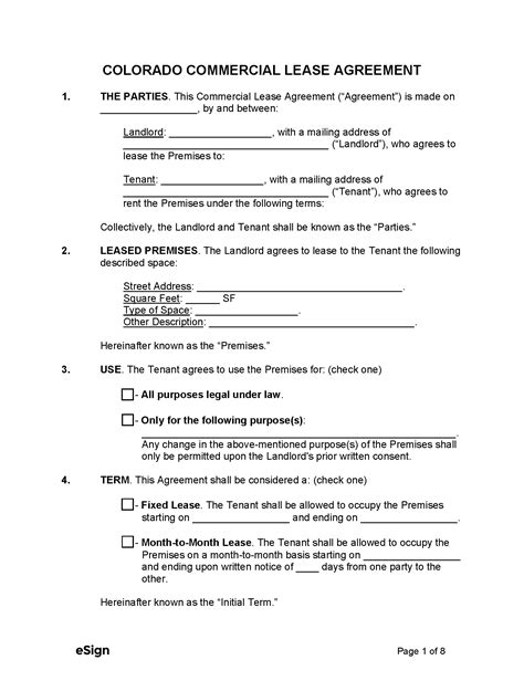 Free Colorado Commercial Lease Agreement Template Pdf Word