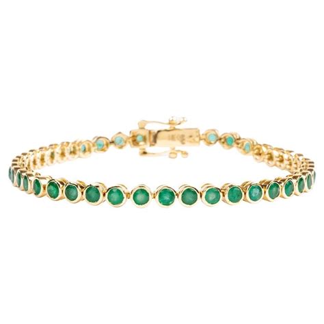 14k Yellow Gold Emerald Bezel Bracelet For Sale At 1stdibs