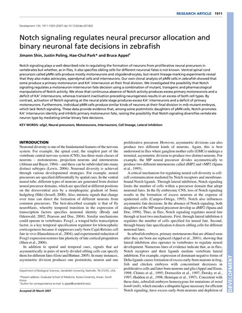 Pdf Notch Signaling Regulates Neural Precursor Allocation And Binary