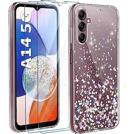 FLLAO Paillettes Coque Compatible Avec Samsung Galaxy A14 5G Avec 2