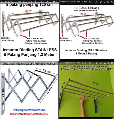 Jemuran Dinding Lipat Stainless Steel Palang Palang Palang