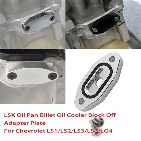 Lsx Oil Pan Port Billet Oil Cooler Block Off Adapter Plate Ls1 Ls2 Ls3 Ls6 Lq4 Oil Coolers