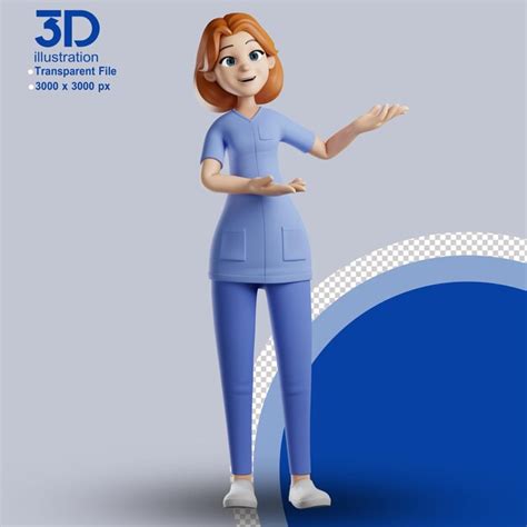 Premium Psd D Character Nurse D Illustration Cartoon Character Png