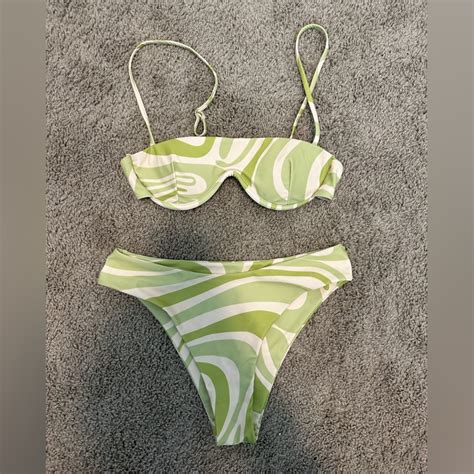 Aurelle Green Marble Swimsuit Bikini Set Gem