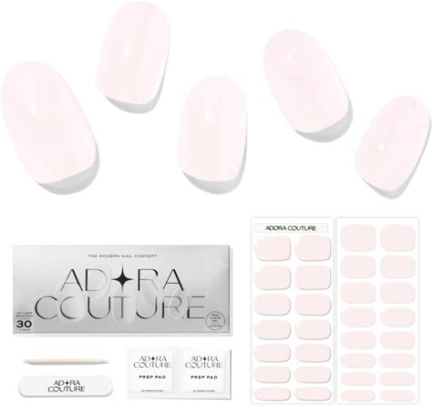 Adora Couture Semi Cured Gel Nail Strips Solid Pcs Milky Light Pink