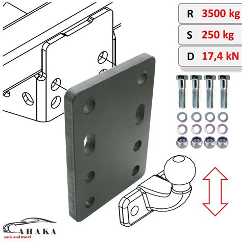 Adapterplatte zur Höhenverstellung Anschraubplatte für 2 Loch 90mm AHK