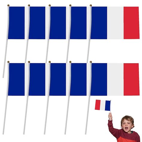 Mini französische Flagge 10 Stück kleine Frankreich Flaggen Handheld