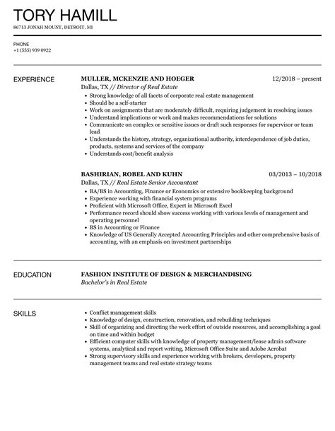 Real Estate Resume Samples Velvet Jobs