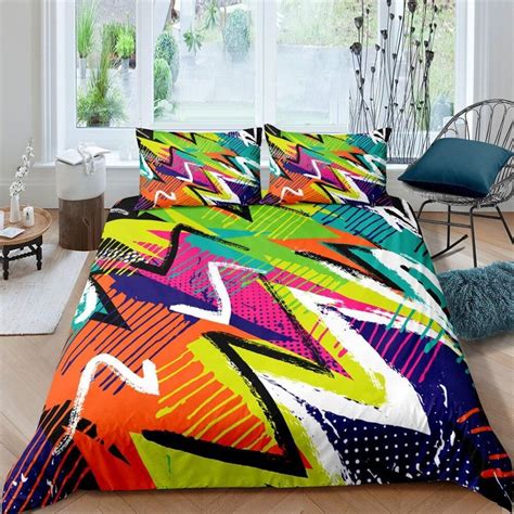 color splash zig zag duvet cover bedding set metal pigeon