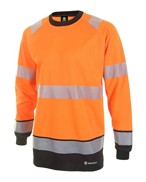 Deltic Hi Vis Two Tone Long Sleeve T Shirt Orange Black From Aspli