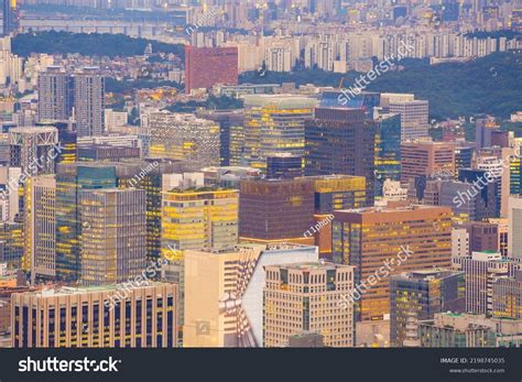 Downtown Seoul City Skyline Cityscape South Stock Photo 2198745035