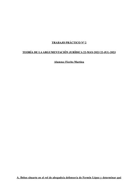 TAJ TP N2 tp 2 TRABAJO PRÁCTICO N 2 TEORÍA DE LA ARGUMENTACIÓN