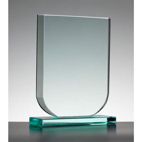 Glass Shield Award Plaque In 10mm Jade Glass Awards Trophies Supplier