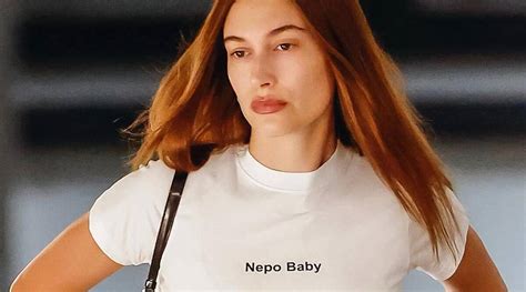 Hailey Bieber Opens Up About Wearing The Nepo Baby Tee I Embrace