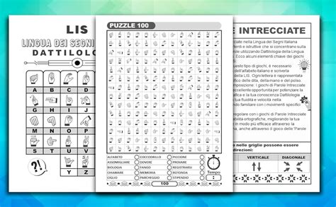 Parole Intrecciate LIS Alfabeto Manuale 100 Crucipuzzle Nella