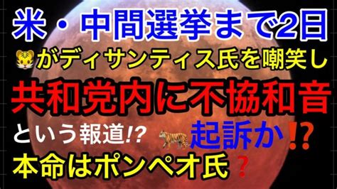 【米・中間選挙まで2日！】下院は共和党が過半数・上院は”激戦3州”の行方次第・🐯がデサンティス氏（フロリダ州知事）をディスり共和党内で不協和音