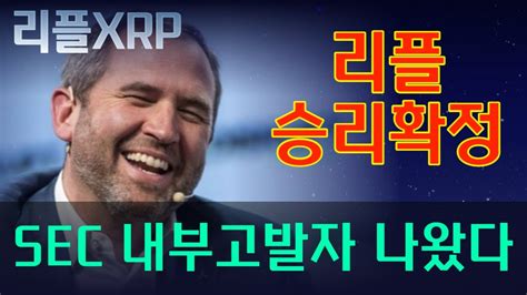 리플 Xrp 리플 승리 확정 Sec 내부고발자 나왔다 Sec 큰일났다 Youtube