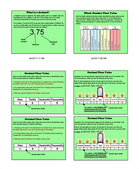 FREE 12+ Sample Decimal Place Value Chart Templates in MS Word | PDF