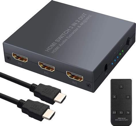 LiNKFOR Switch HDMI 4K Aluminum avec HDMI Extractor Audio 3 Entrée 2