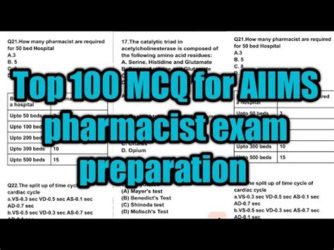 Important Mcq For Aiims Pharmacist Exam Preparation Mp Peb Pharmacist