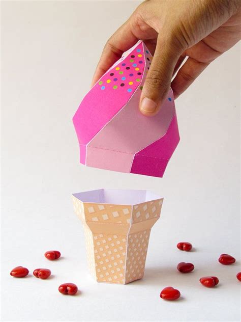 Diy Icecream Favor Box Strawberry Icecream Soft Serve Waffle Cone