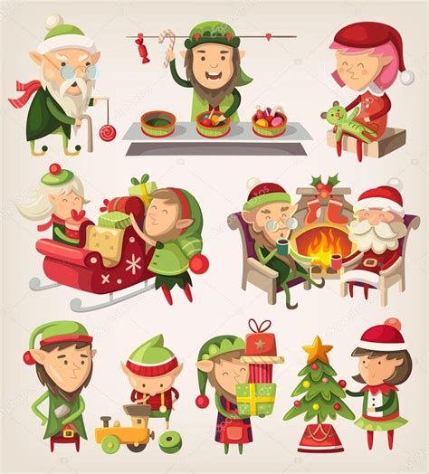 Set Of Christmas Elves Stock Vector Image By ©moonkin 60459727