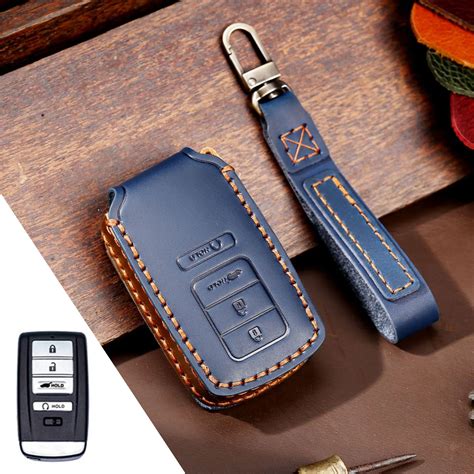 Leather Car Key Case Cover Shell Keychain For Honda Acura Rlx Rdx Mdx