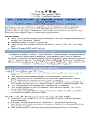 Jiya Williams Resume Document Pdf