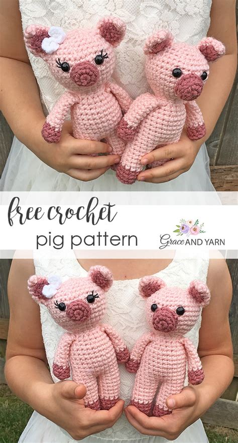 Mini Amigurumi Pig A Free Crochet Pattern Grace And Yarn