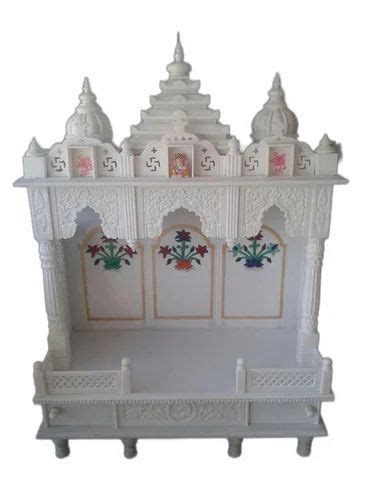 Indoor Square 14X14 Inch White Makrana Marble Temple For Home At Rs