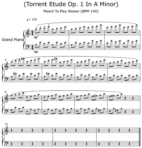 Torrent Etude Op 1 In A Minor Sheet Music For Piano