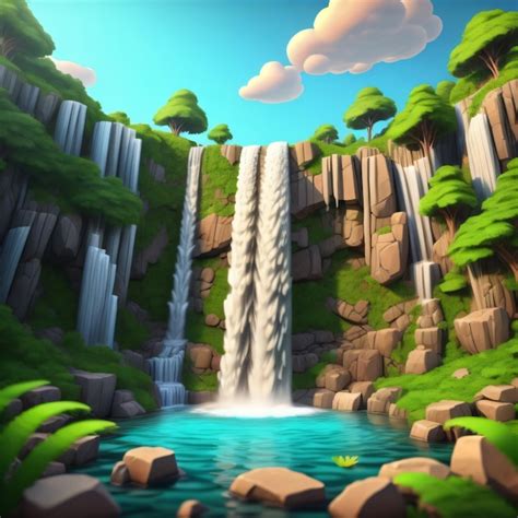 Premium AI Image | 3d cartoon background waterfall for animation