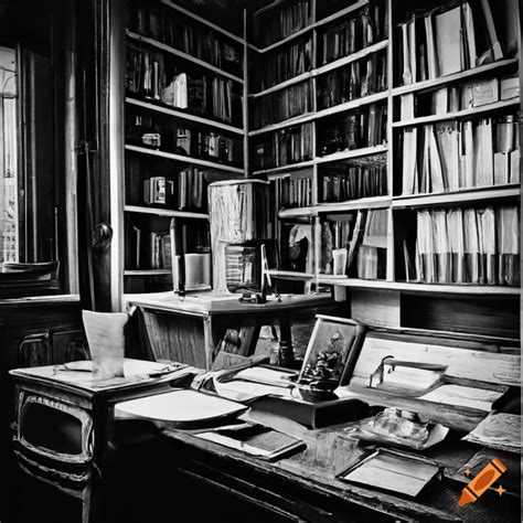 Black And White Shot Of A 1920s Botanical Professors Office On Craiyon