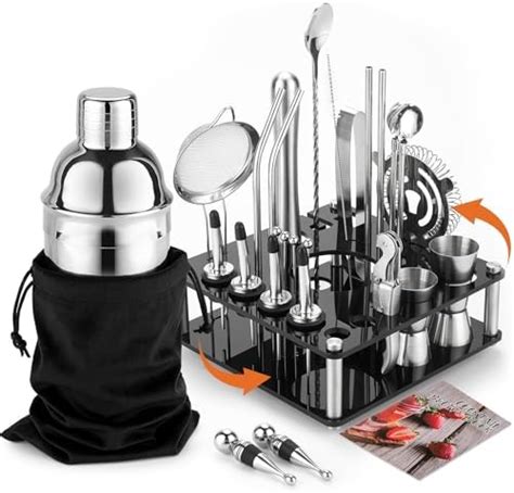 KINGROW 29 Piece Cocktail Shaker Set Bartender Kit With Acrylic