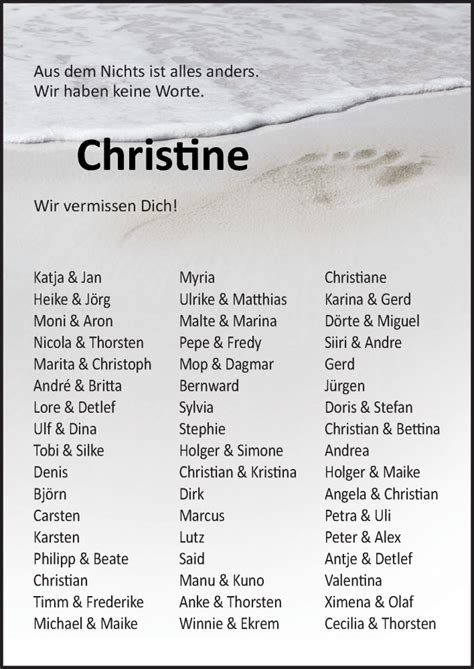 Traueranzeigen Von Christiane Noz Trauerportal