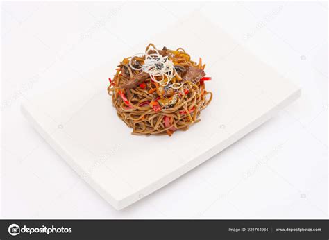 Close View Traditional Asian Dish Plate White Backdrop — Stock Photo