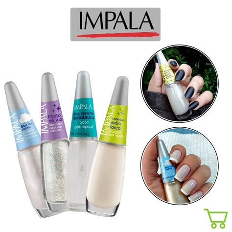 Kit Esmaltes Impala Base Dos Sonhos Verniz Ponto De Luz Base Extra