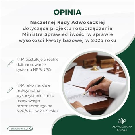 Opinia NRA dot projektu rozporządzenia MS ws wysokości kwoty bazowej w