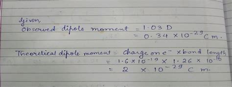 The bond length of HCl bond is 2.29 × 10^-10m . The percentage ionic ...