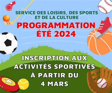 Inscription aux activités sportives du Service des loisirs pour l été