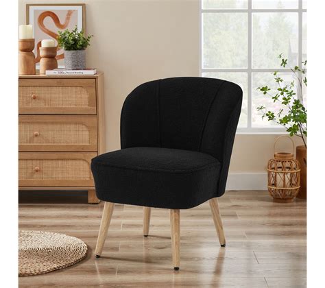 Fauteuil Tivoli Tissu Bouclette Noir Fauteuil But