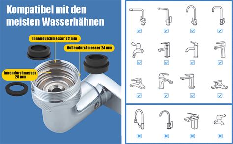 YRAKOZIN 1440 Grad Drehbarer Multifunktionaler Verlängerungshahn