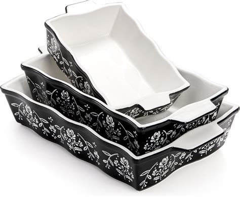 Amazon Bekith 3 Piece Ceramic Baking Dishes With Handles