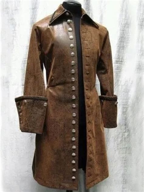 Steampunk Pirate Leather Coat Steampunk Captain Leather Jacket