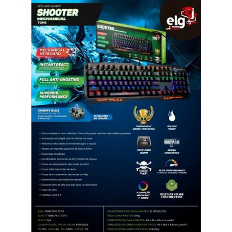 Teclado Gamer Mec Nico Teclas Led Rgb Tgms Elg