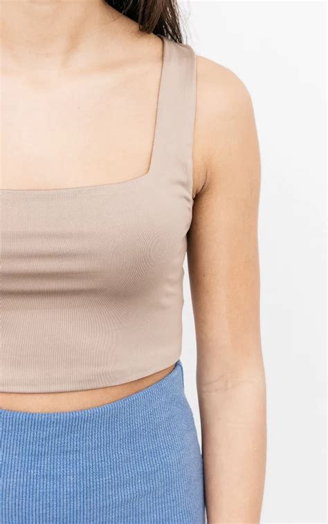 Crop Top Met Vierkante Hals Taupe Guts Gusto