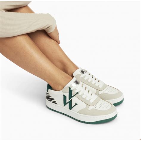 Baskets Lacets Monogramme Esm E Blanc Et Vert Vanessa Wu