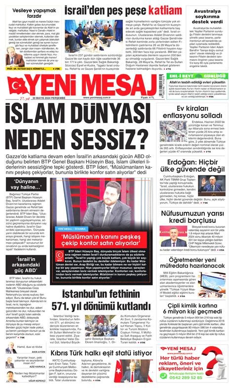 Yeni Mesaj Gazetesi Yeni Mesaj Man Et Oku Haberler May S