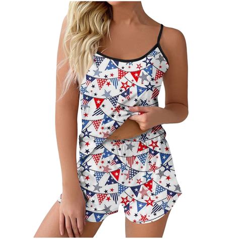 Cute Pajamas For Women Star Print Cami Top And Shorts Pj Set Two Piece